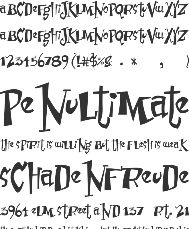 Erusually aniussed font preview