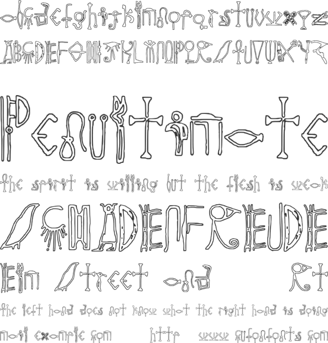Egyptian Outline font preview