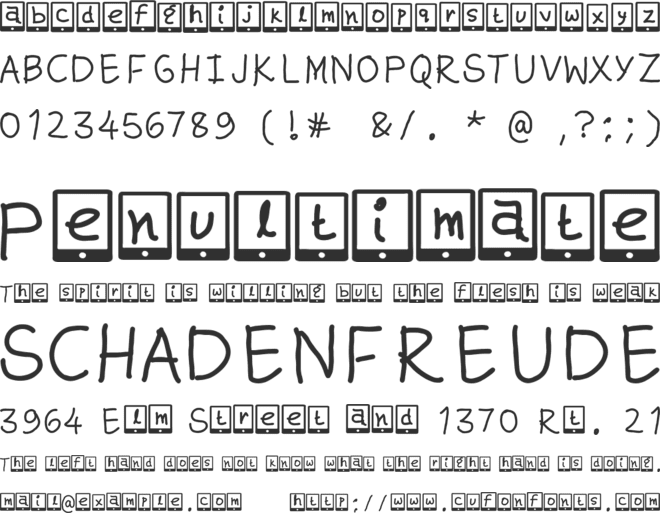 kute phone font preview