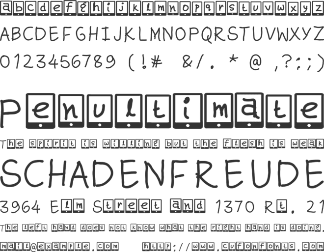 kute phone font preview