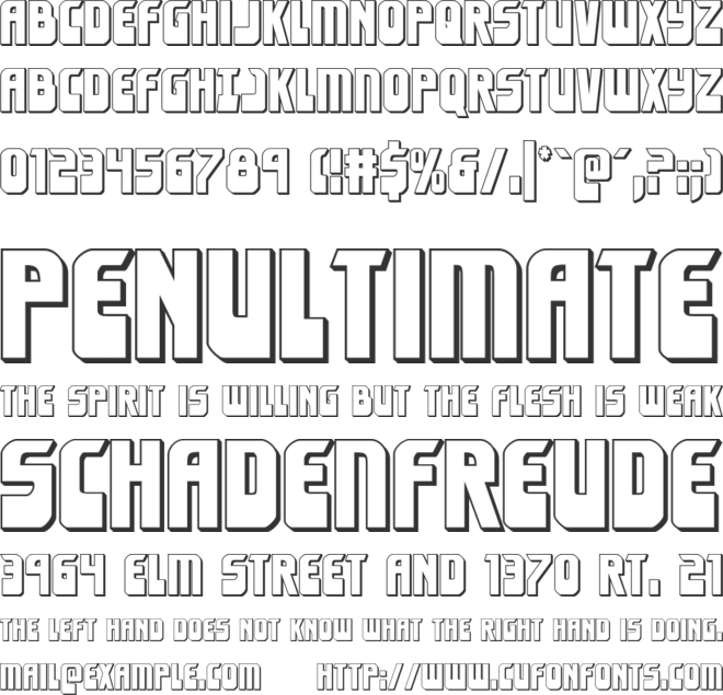 Eldebaran 3D font preview