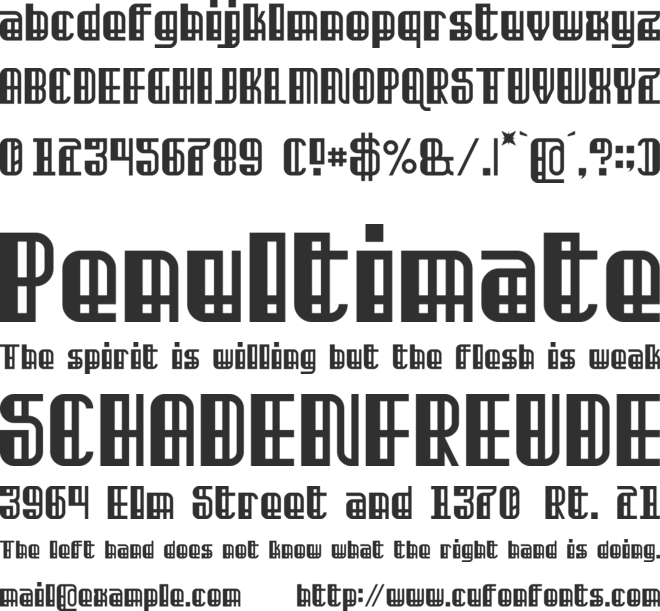 Modron March Condensed font preview