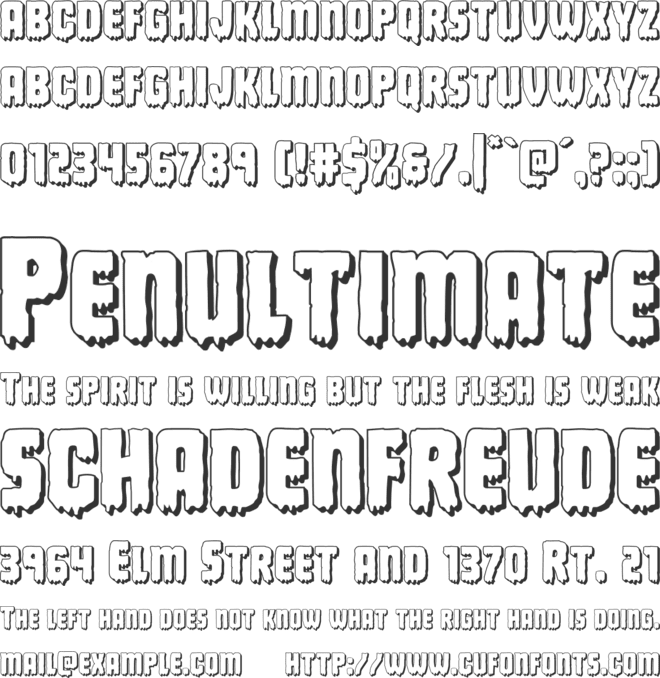 Deathblood 3D font preview