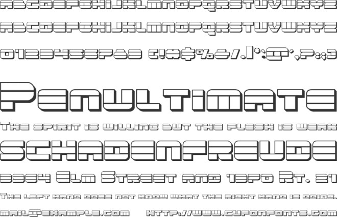 Quicken 3D font preview