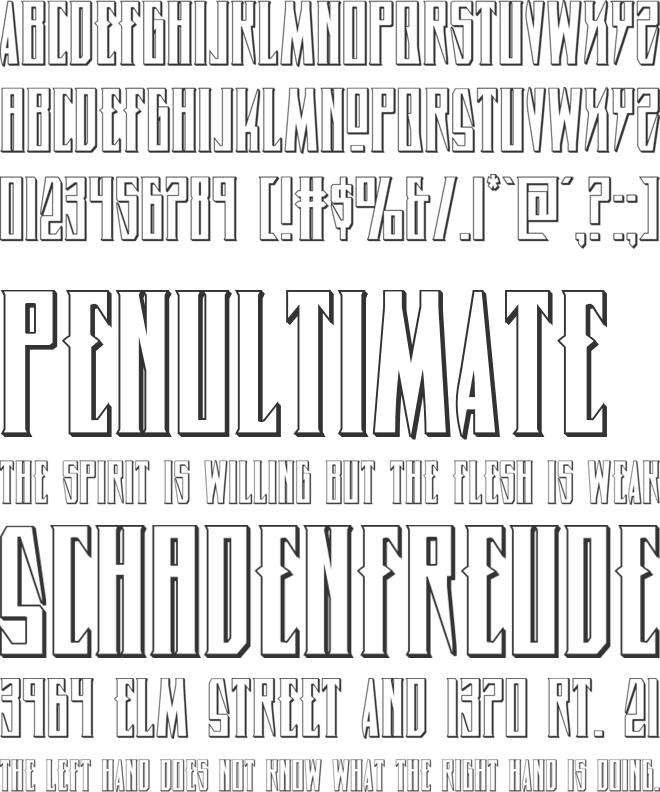 Timberwolf 3D font preview