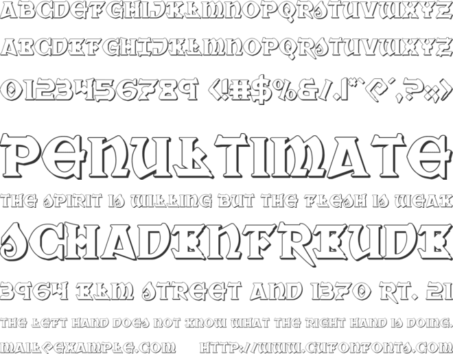 War Priest 3D font preview