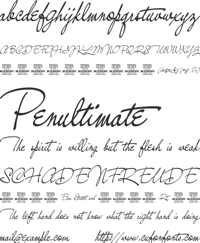 Nacinth PERSONAL USE font preview