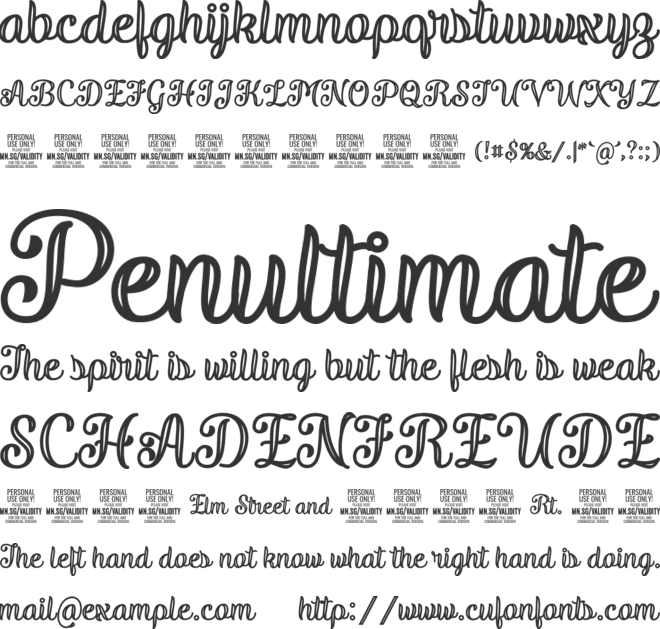 Validity Script  PERSONAL U font preview