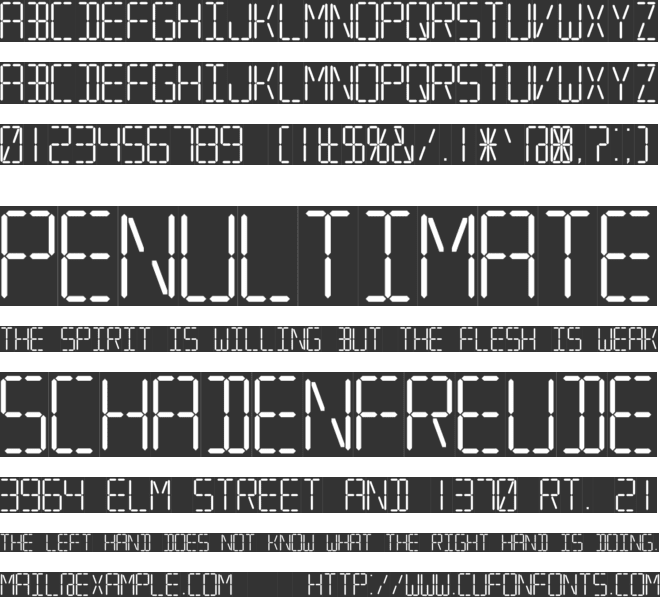 7 Segmental Digital Display font preview