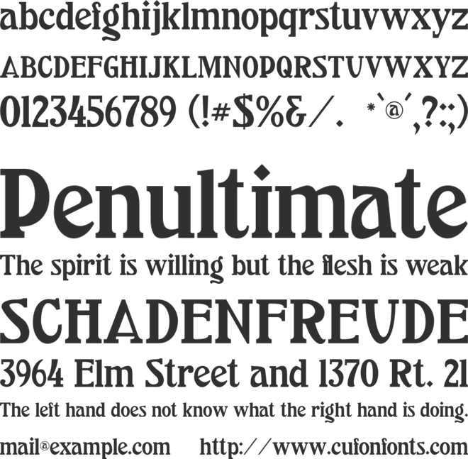 Pettingill CF font preview