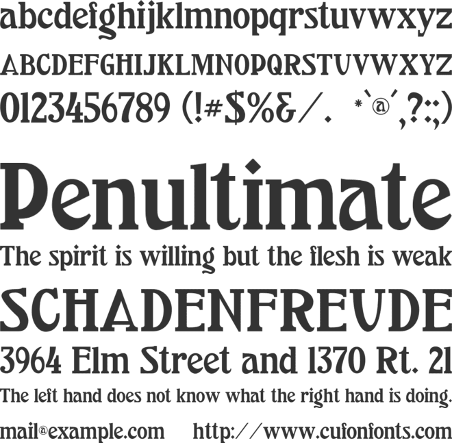 Pettingill CF font preview