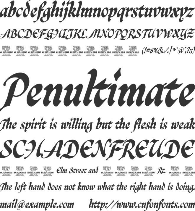 Caligraf Black PERSONAL USE font preview