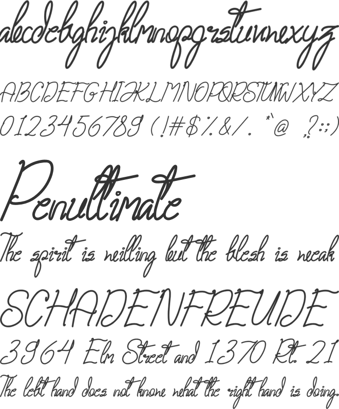 Zamilla font preview