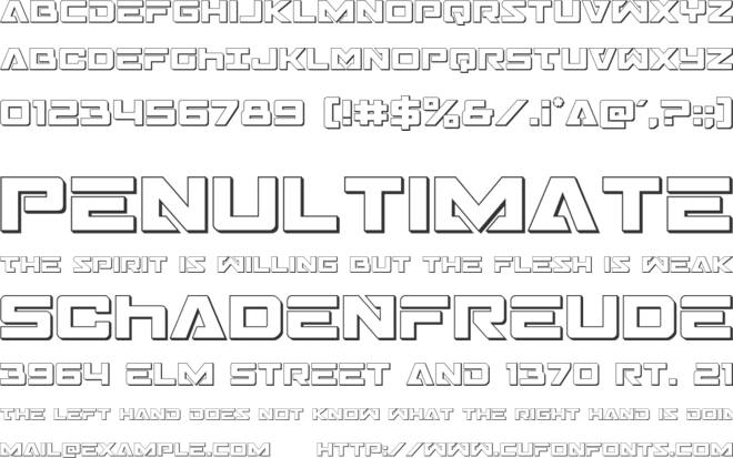 Trans-America 3D font preview