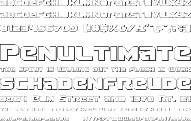 Terran 3D font preview