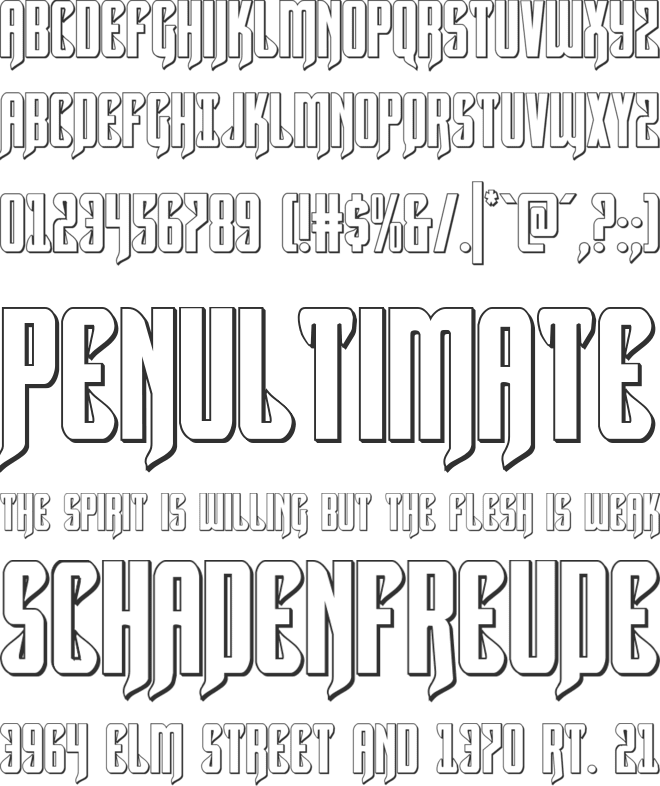 Hawkmoon 3D font preview