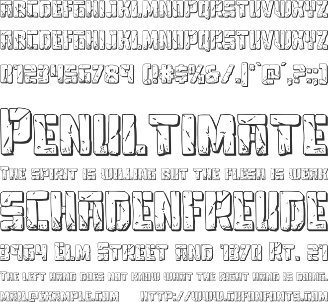 Tower Ruins 3D font preview