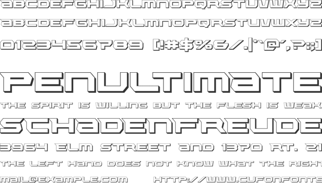 Lethal Force 3D font preview