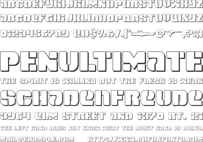 Space Cruiser 3D font preview