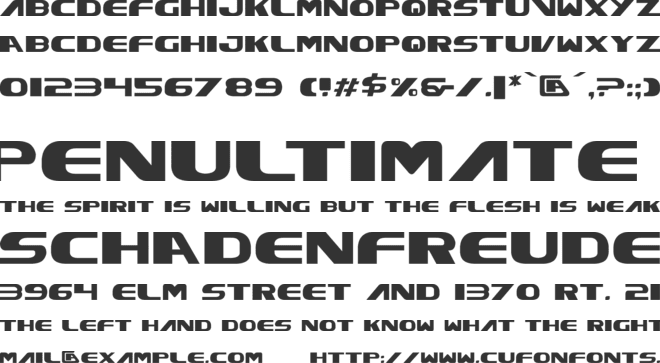 Xcelsion font preview