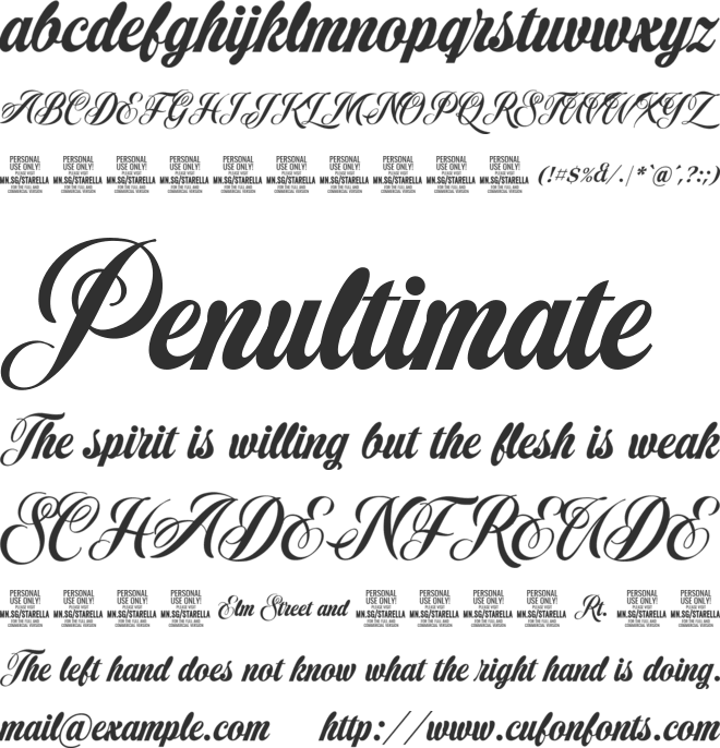 Starella Script PERSONAL USE font preview