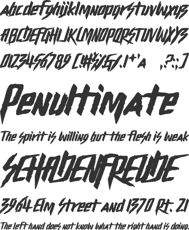 Misery Gymnast font preview