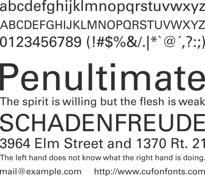 Univers font preview
