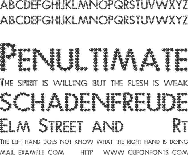 Be My Valentine font preview