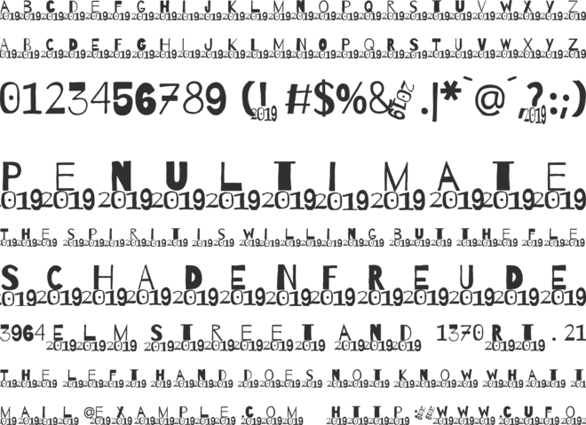 A 2019 Wish font preview