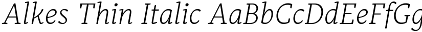 Alkes Thin Italic font