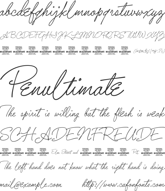 Chrysante PERSONAL USE font preview