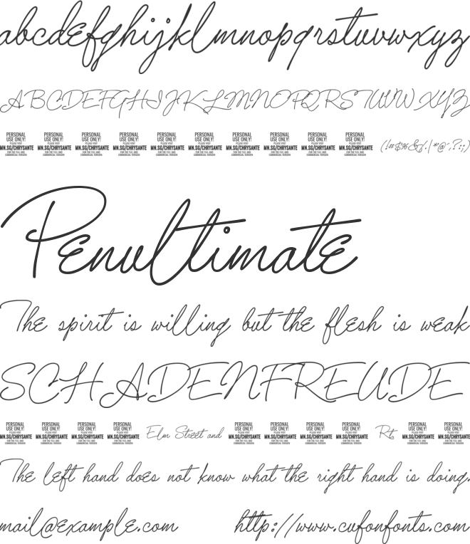 Chrysante PERSONAL USE font preview