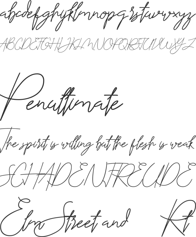 Sweghand font preview