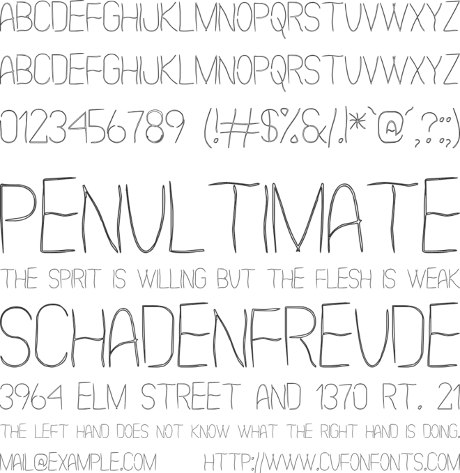 Scarythin St font preview