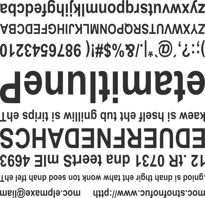 Upside Down Sans Serif font preview