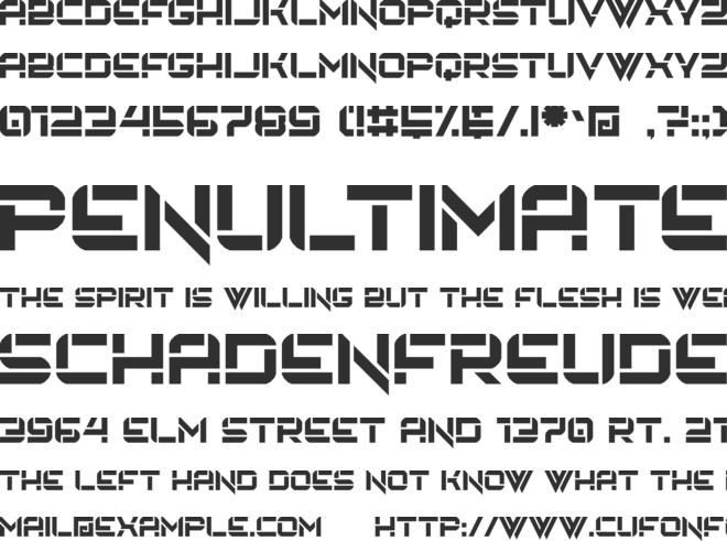 Embryonic World font preview