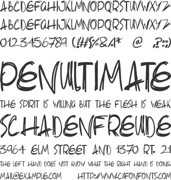 Slenderscratch font preview
