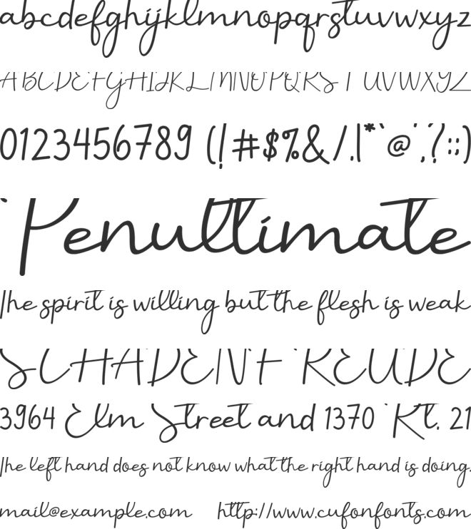 Benilla Calligraphy font preview
