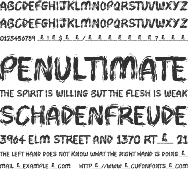 Brush Pains font preview
