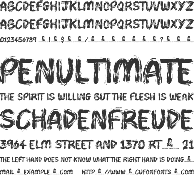 Brush Pains font preview