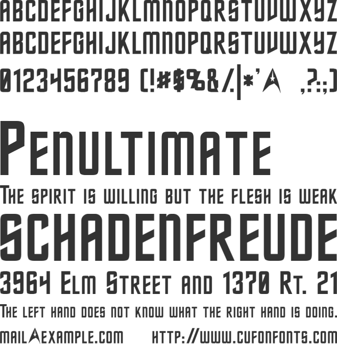 Starfleet font preview