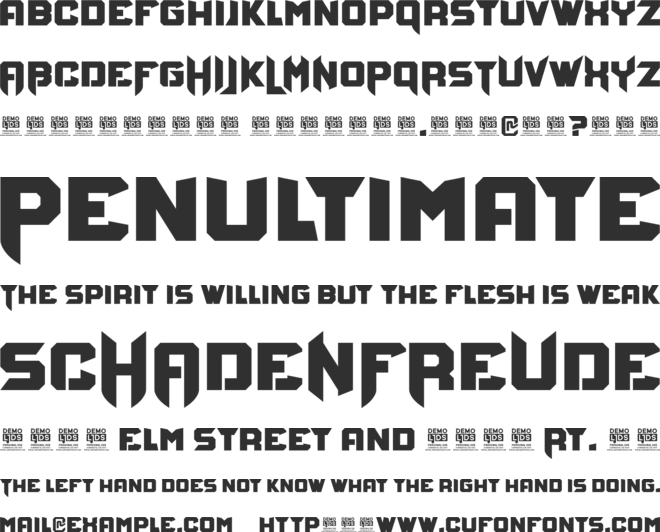 Bravo Destroyer Personal USE font preview