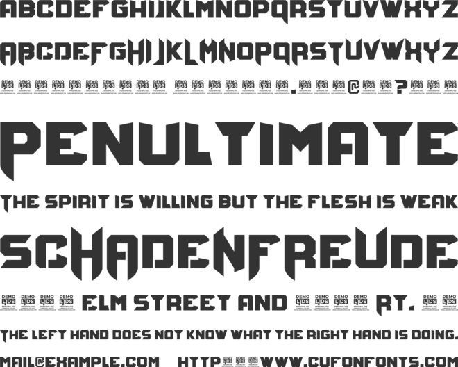 Bravo Destroyer Personal USE font preview
