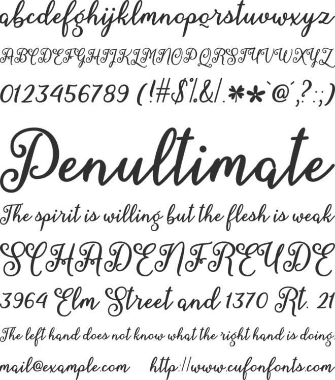 March Calligraphy font preview