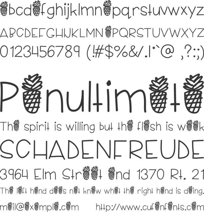 YBPineappleCake font preview