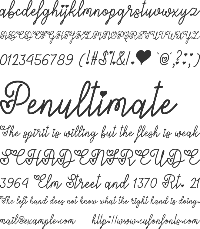 Lovers in February font preview