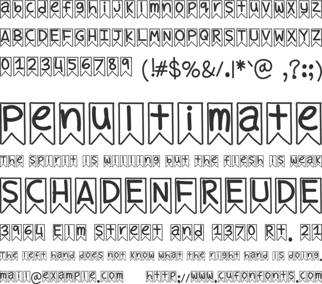 YBWhimsicalBanners font preview