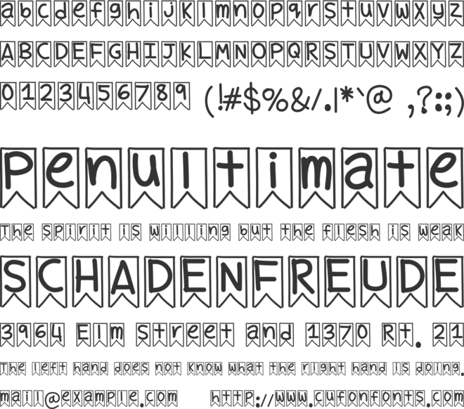 YBWhimsicalBanners font preview