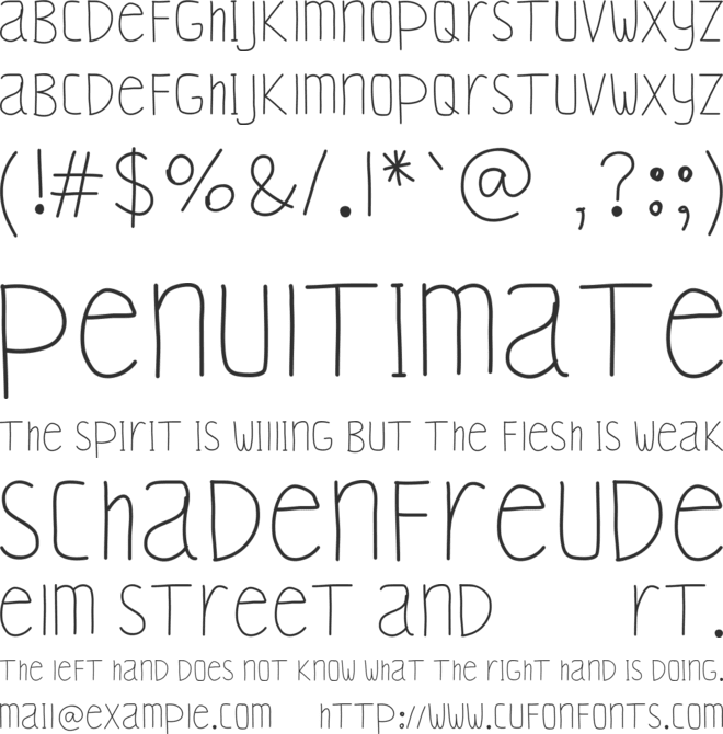 YBSilverLining font preview