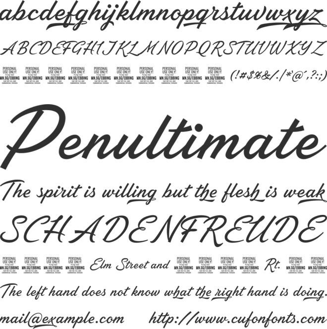 Ebbing PERSONAL USE ONLY font preview